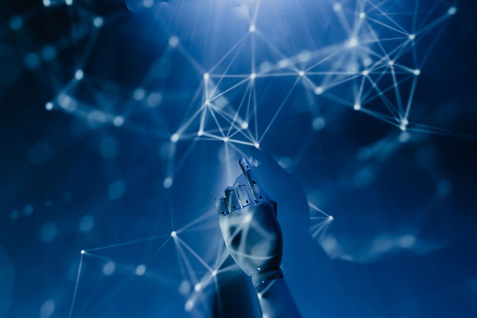 Abstract blue network of connected points